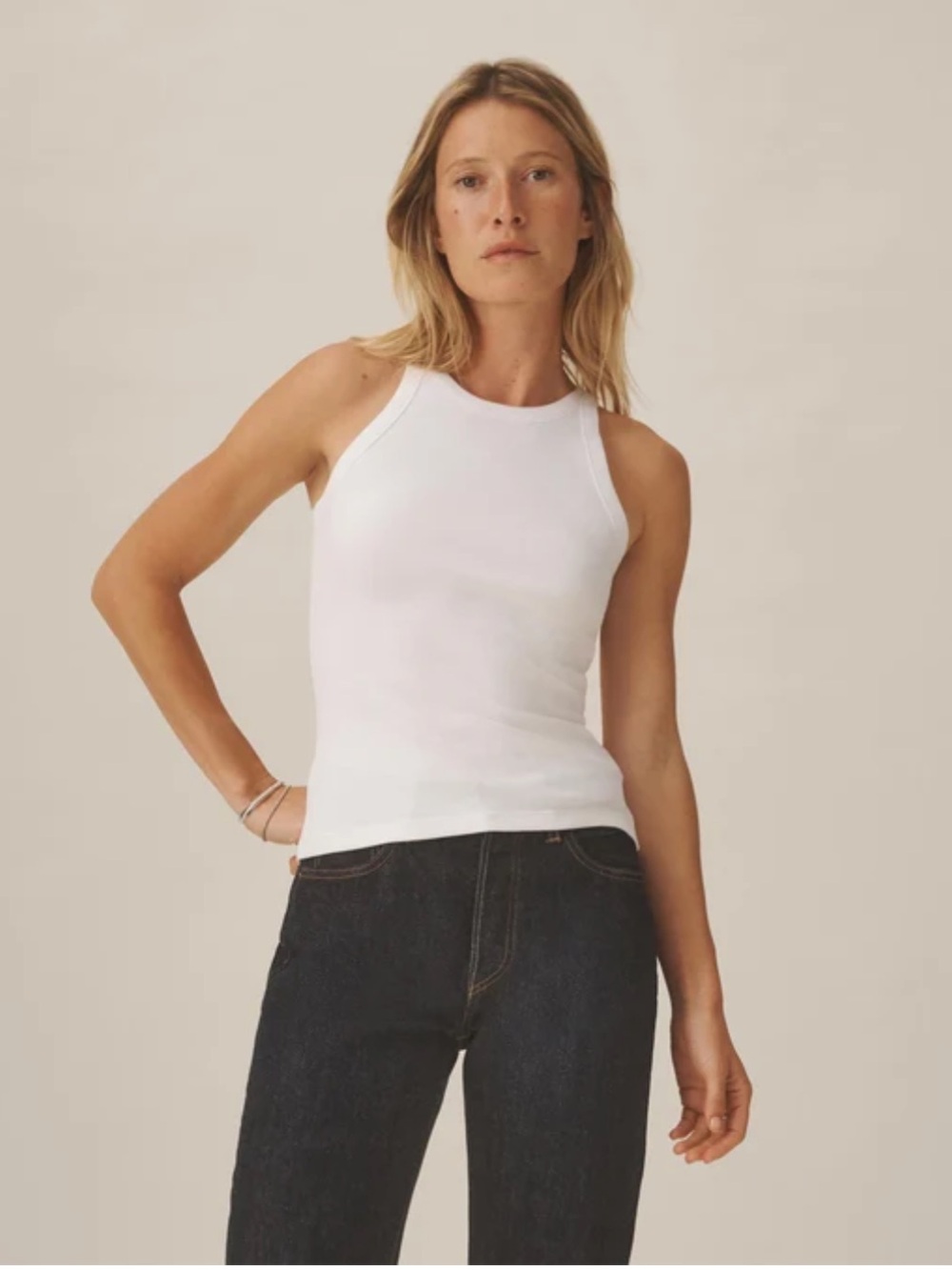 Buck Mason surplus rib cotton high neck tank top stretch size XL new